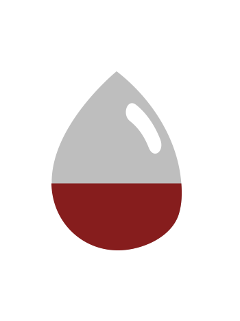 graphic icon of a blood drop on a gray scale background