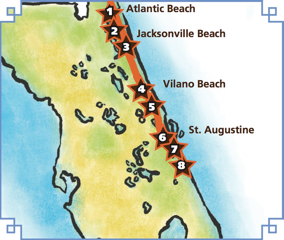 Map of Florida Orange Juice's A1A Cocktail Trail image