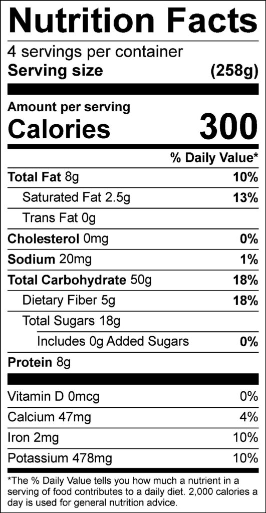 orange vanilla overnight oats nutrition label