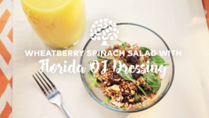 Wheatberry Spinach Salad with OJ Dressing