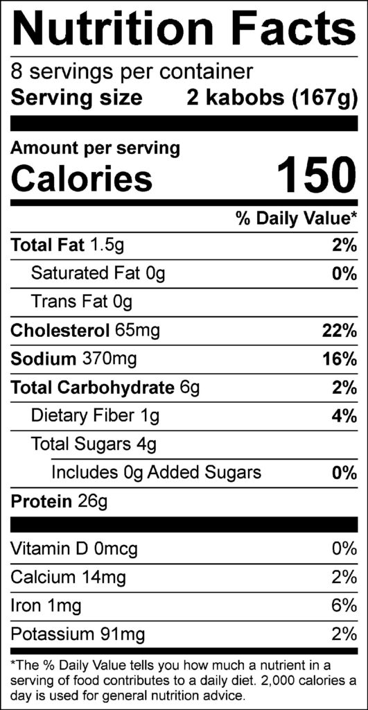 Citrus Chicken Kabobs Label