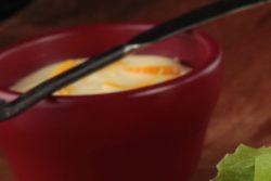 Vegan orange mayonnaise in a bowl.