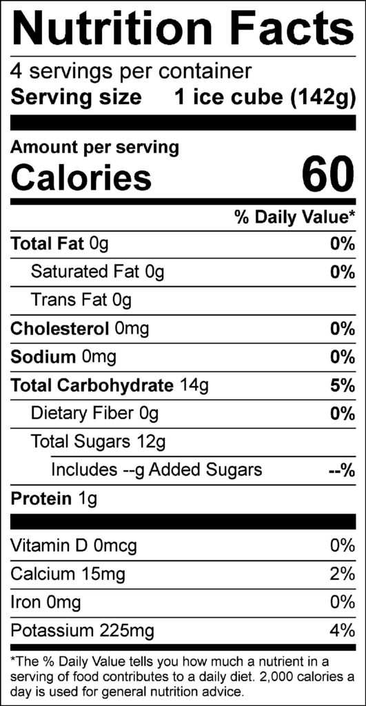 Florida Citrus Ice Cubes Label