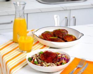 Florida Orange Juice Chicken and Miso Broccoli Slaw