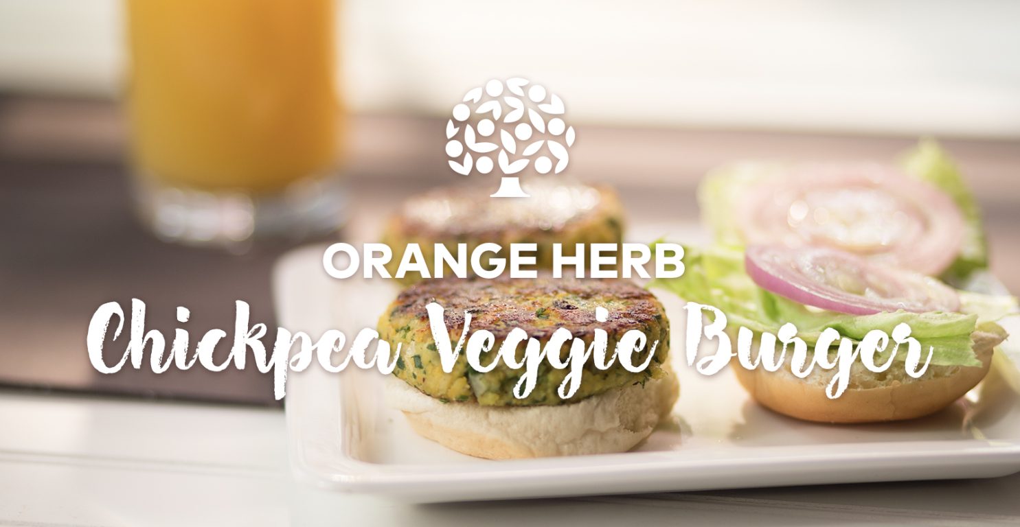 orange herb Chickpea veggie burger