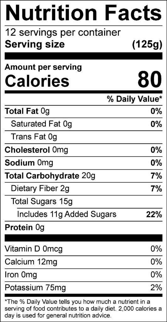 Cranberry Florida Grapefruit Compote Nutrition Facts