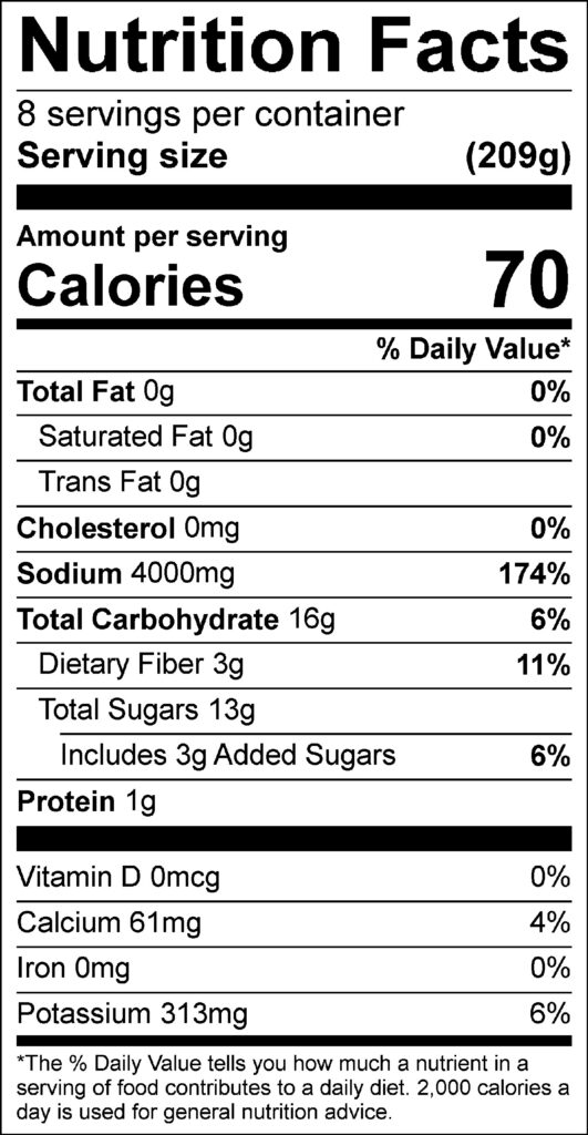 Florida Grapefruit Kimchi Nutrition Facts