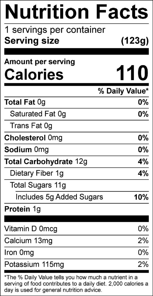 Ruby Toddy Cocktail Nutrition Facts