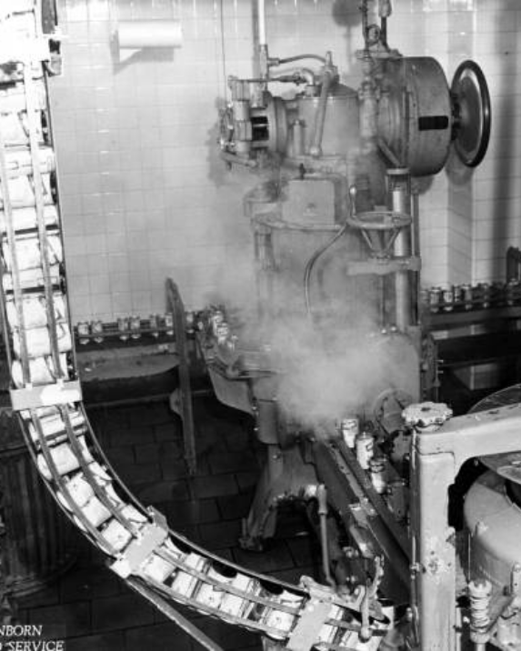 Vintage photo of processing equipment for frozen orange juice