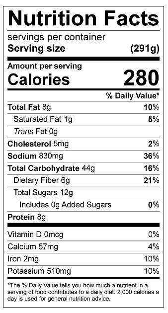Floj Sweet Potato Chickpea Burgers Nutrition Label