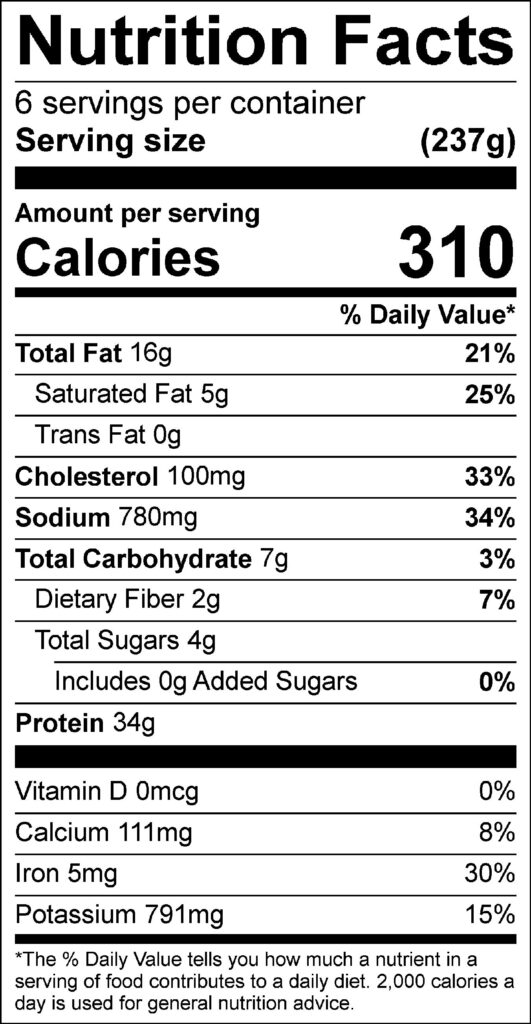 Beef and Tangy Grapefruit Chimichurri Sauce Nutrition Facts