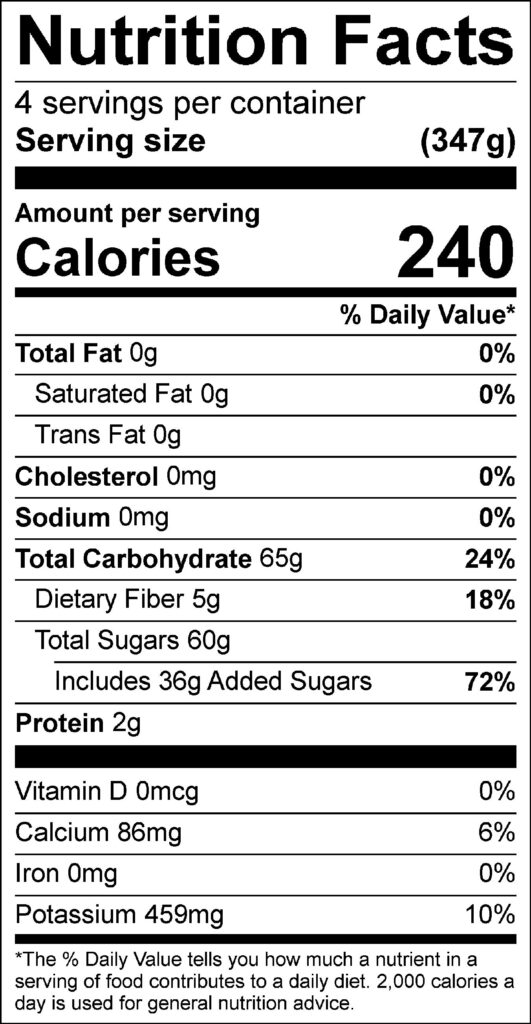 Caramelized Fruit Platter Label Nutrition Facts