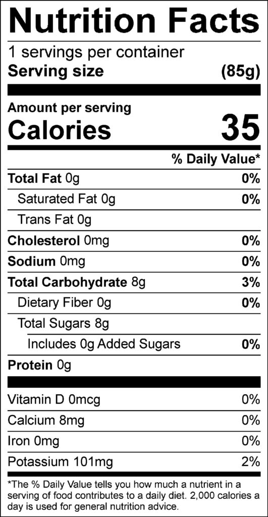 Grapefruit Cranberry Power Shots Nutrition Facts