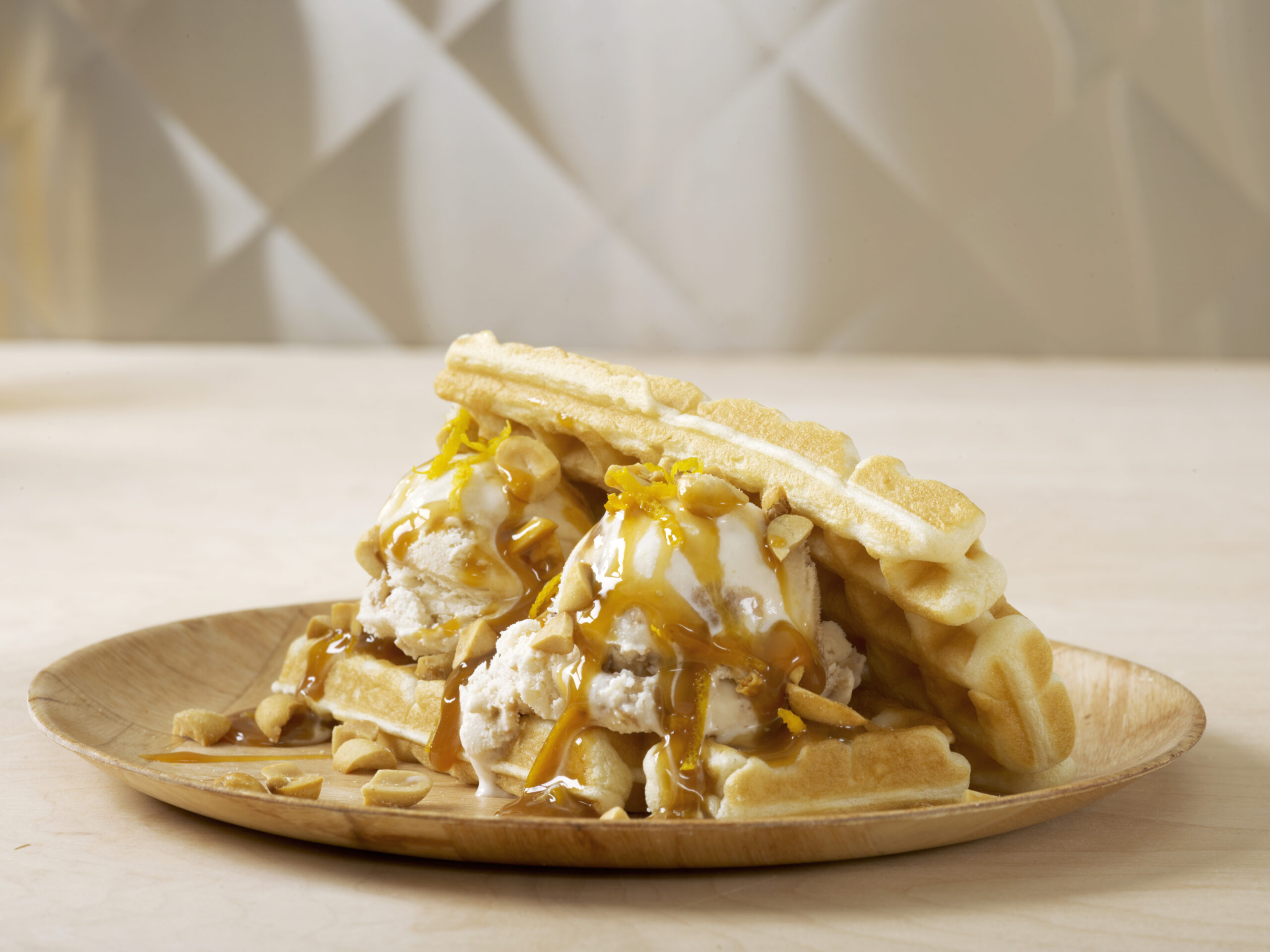 Images Recipe Belgian Waffle Ice Cream Sandwich With Florida Oj Caramel Sauce