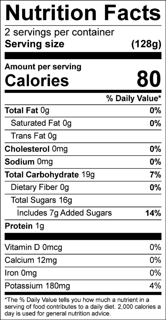 Peachy Fruit Punch Nutrition Facts
