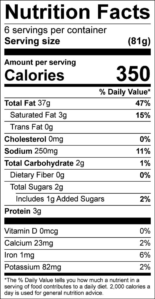 Zesty grapefruit mayonnaise Nutrition Facts