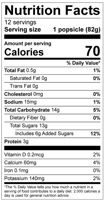 Florida Orange Juice Creamsicle Pops Label