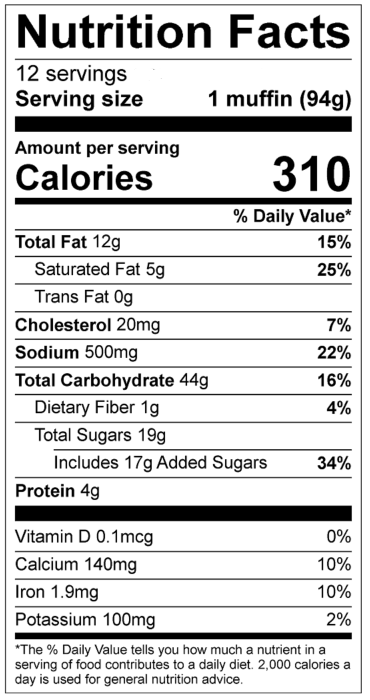 Florida Orange Juice Poppyseed Muffins Label