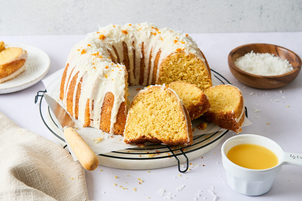 Florida Orange Juice White Chocolate Coconut Bundt Cake