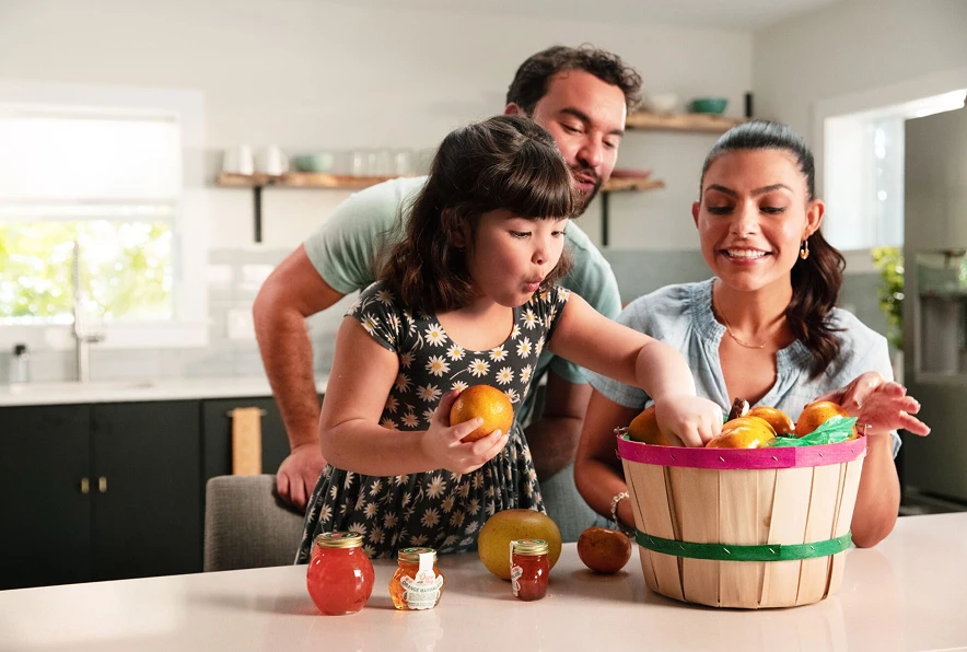 Family With Gift Basket