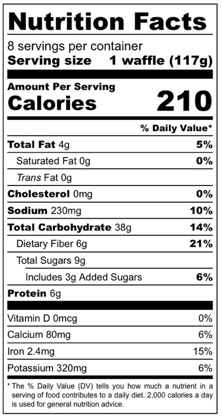 Orange Oat Waffles Nutrition