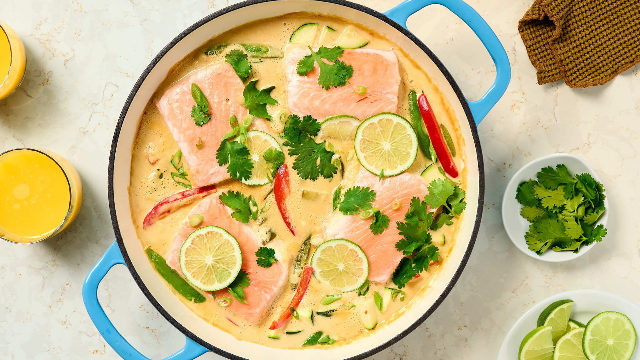 Orange coconut poached salmon