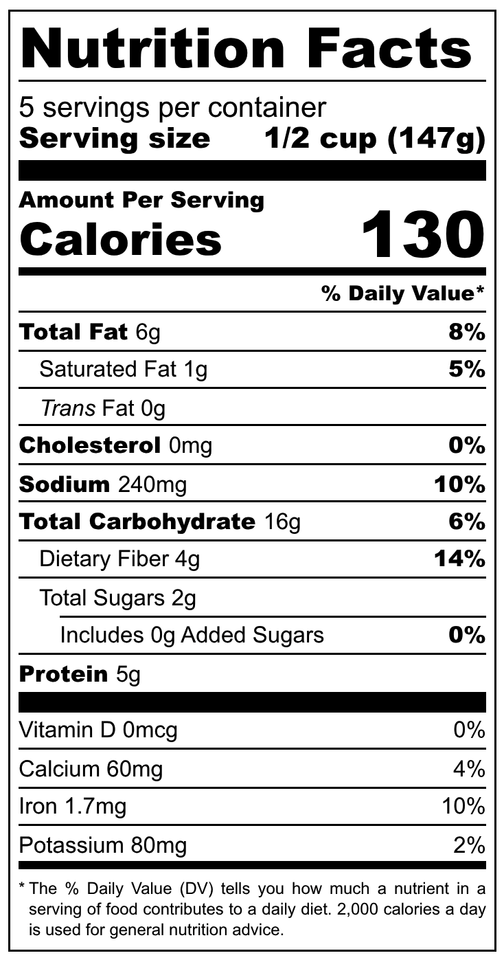 White Bean Salad With Citrus Herb Vinaigrette Nutrition Label 2