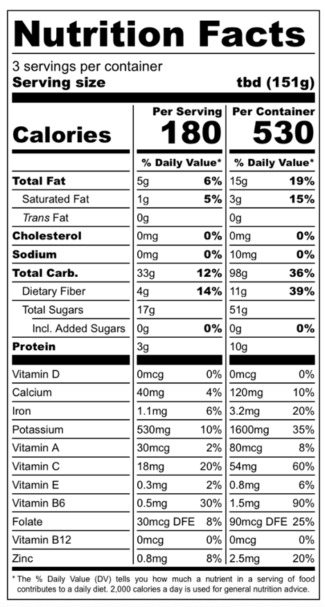 Better For You Nicecream Bowls Nutrition Label